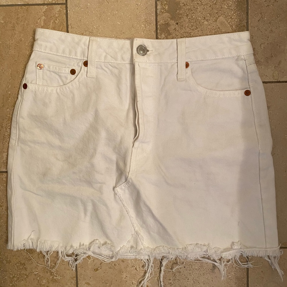 RE/DONE White Denim Mini Skirt